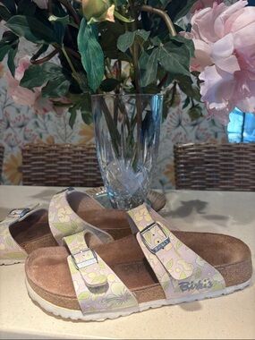 Birki’s Women’s Yellow/Grey Adjustable Double-Buckle Sandals - Size 39 (8)